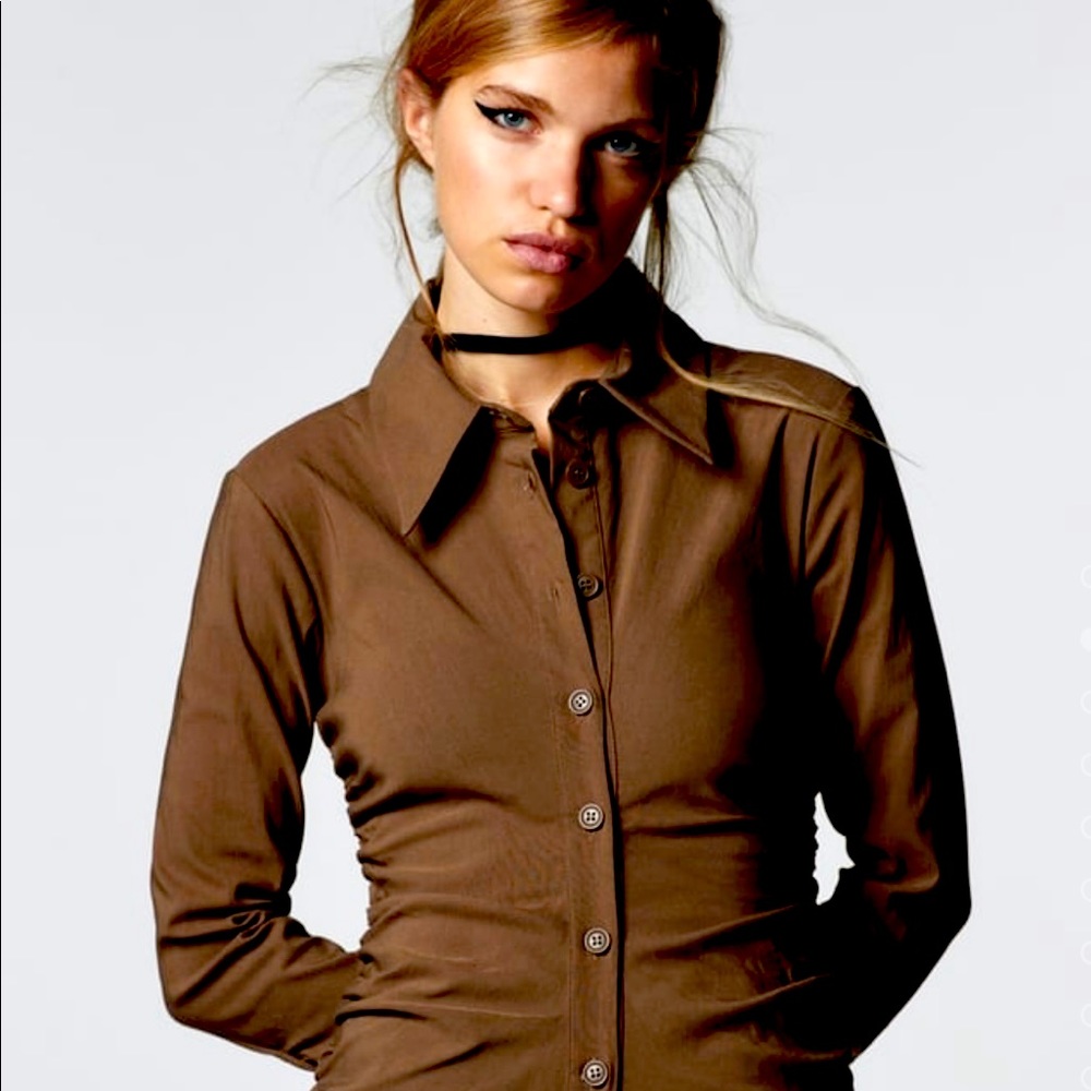 ZARA SHIRT DRESS WITH RUCHING